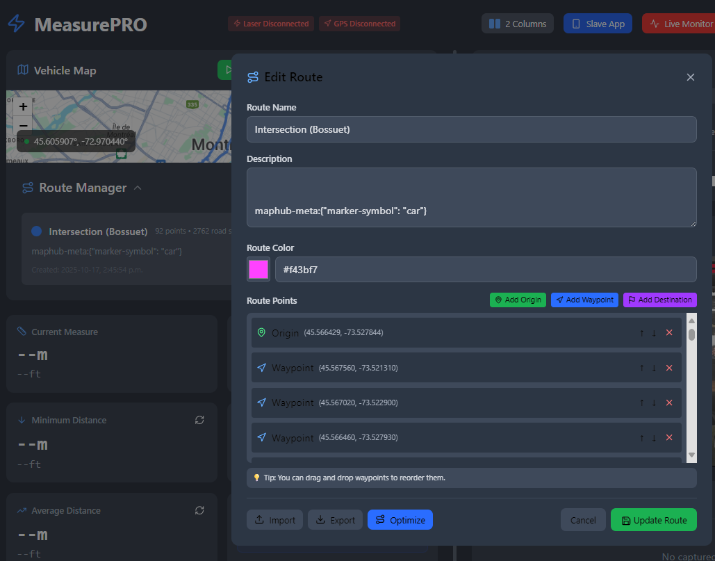MeasurePRO — route planning and survey management