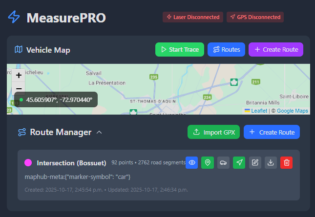 MeasurePRO — GPS route tracking with measurement points